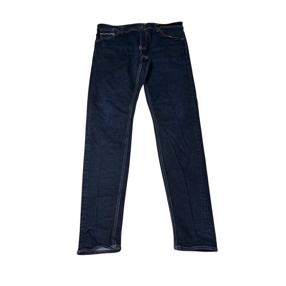 Chevignon Super Slim Fit Rider Selvedge Jeans Mens 32x32 Dark Indigo Blue Button